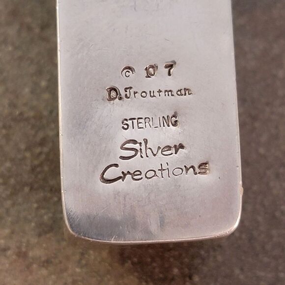 David Troutman Silver Creations Long Blue Turquoise Statement Pendant - Picture 5 of 8